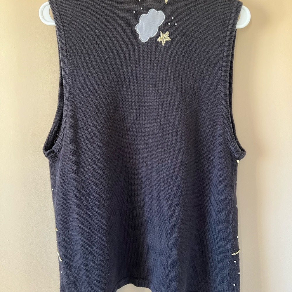 Festive Black Knit Vest with Angel Appliques - Picture 6 of 11